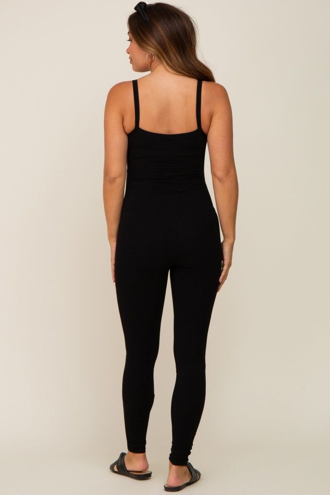 Black Ribbed Sleeveless Maternity Jumpsuit sold by Pinkblush product image thumbnail 3