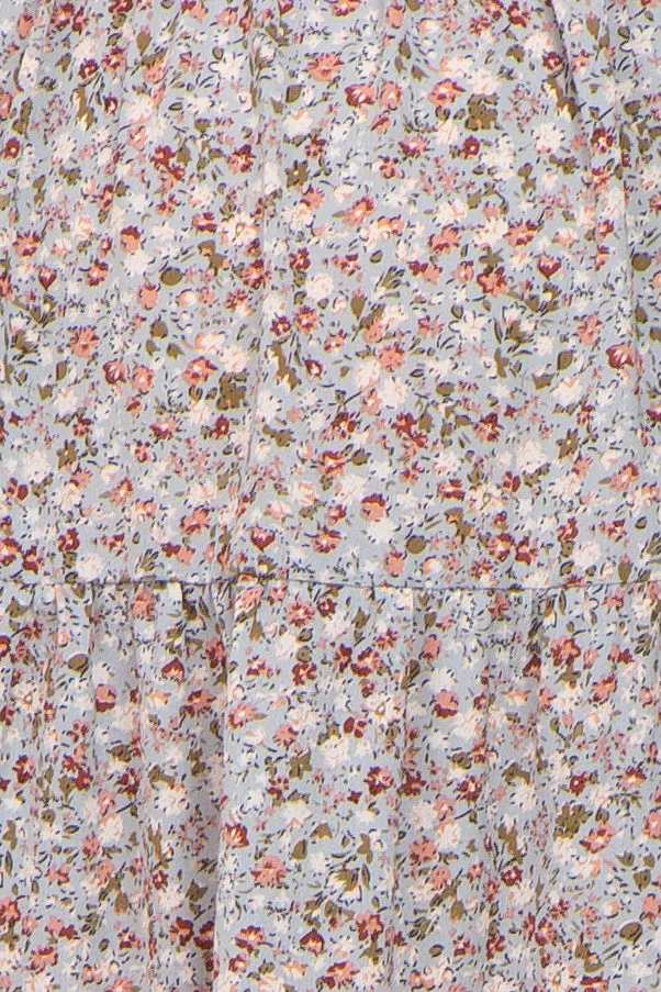 Light Blue Floral Smocked Tiered Maternity Dress sold by Pinkblush product image thumbnail 4