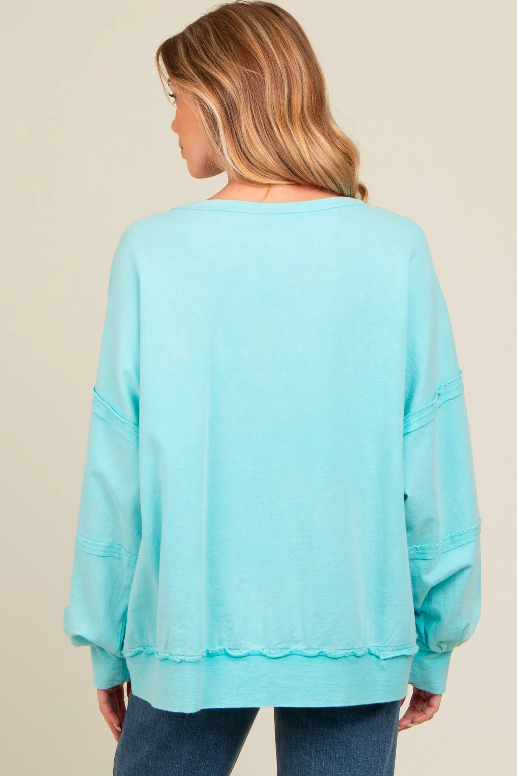 Aqua Raw Hem Detail Maternity Pullover Top sold by Pinkblush product image thumbnail 2