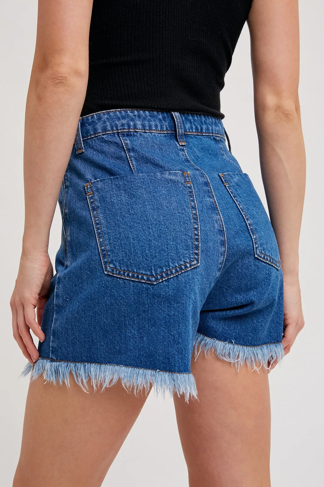 Medium Wash Denim Frayed-Trim Skort sold by Pinkblush product image thumbnail 4