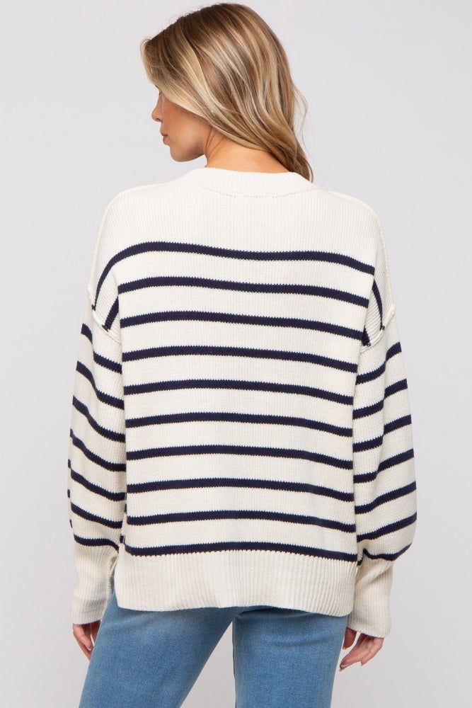 Cream Striped Long Sleeve Knit Maternity Sweater sold by Pinkblush product image thumbnail 3