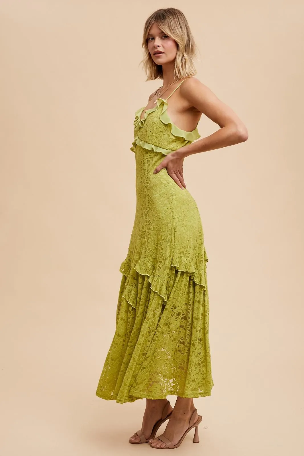 Pistachio Vintage Lace Maxi Dress sold by Pinkblush product image thumbnail 2
