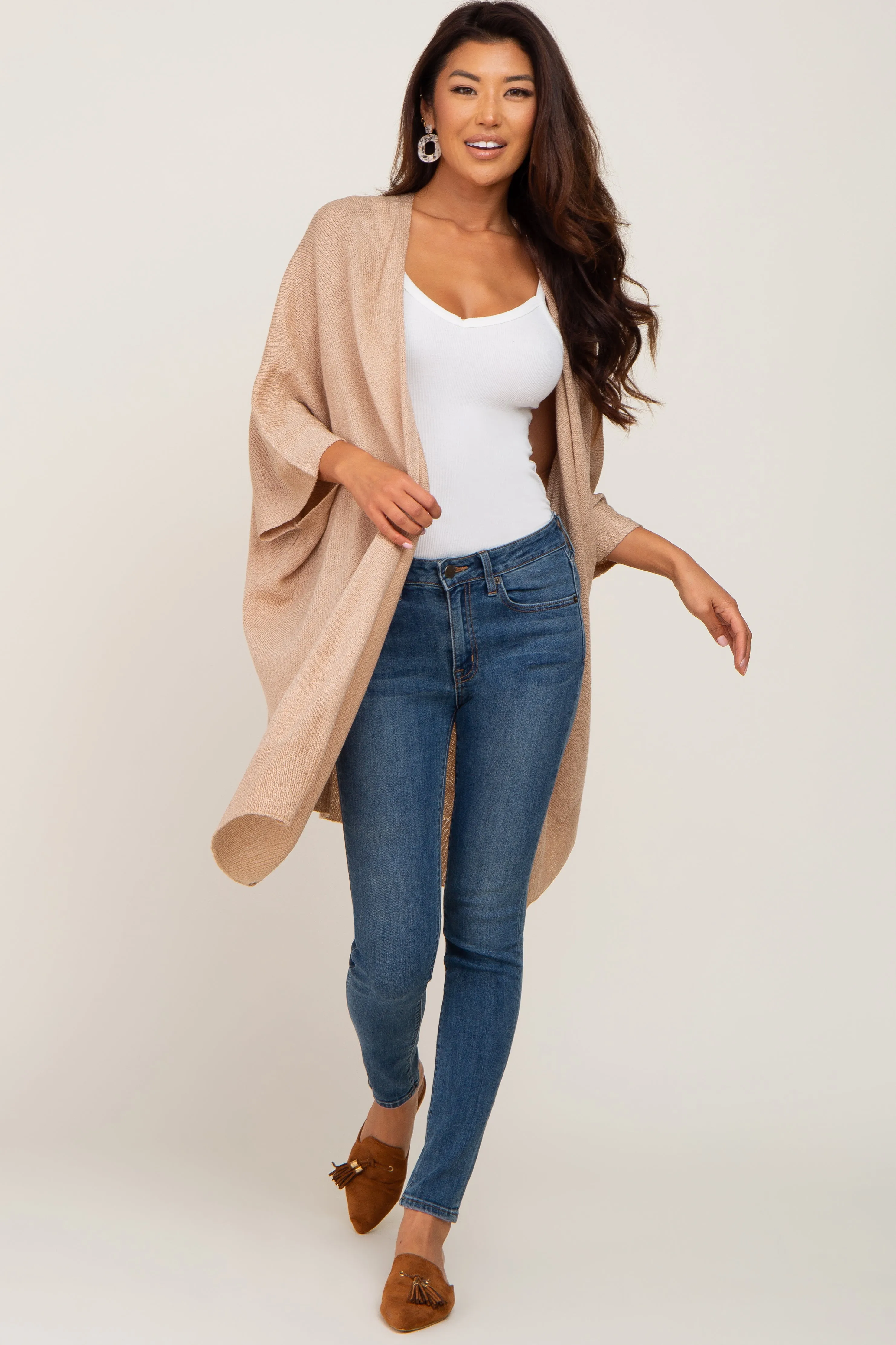 Taupe Knit Open Front Cardigan sold by Pinkblush product image thumbnail 4