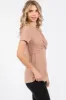 Beige Ribbed Twist Front Top sold by Pinkblush