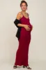 Burgundy Basic Maternity Maxi Dress sold by Pinkblush