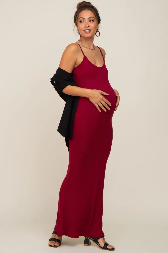 Burgundy Basic Maternity Maxi Dress sold by Pinkblush product image thumbnail 5