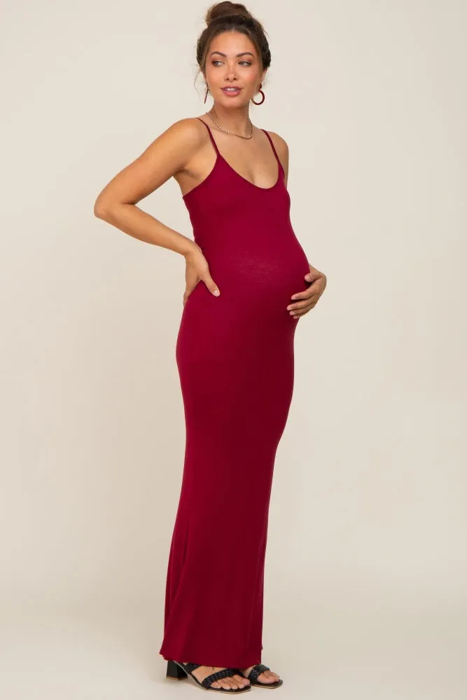 Burgundy Basic Maternity Maxi Dress sold by Pinkblush product image thumbnail 2