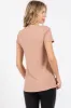 Beige Ribbed Twist Front Top sold by Pinkblush