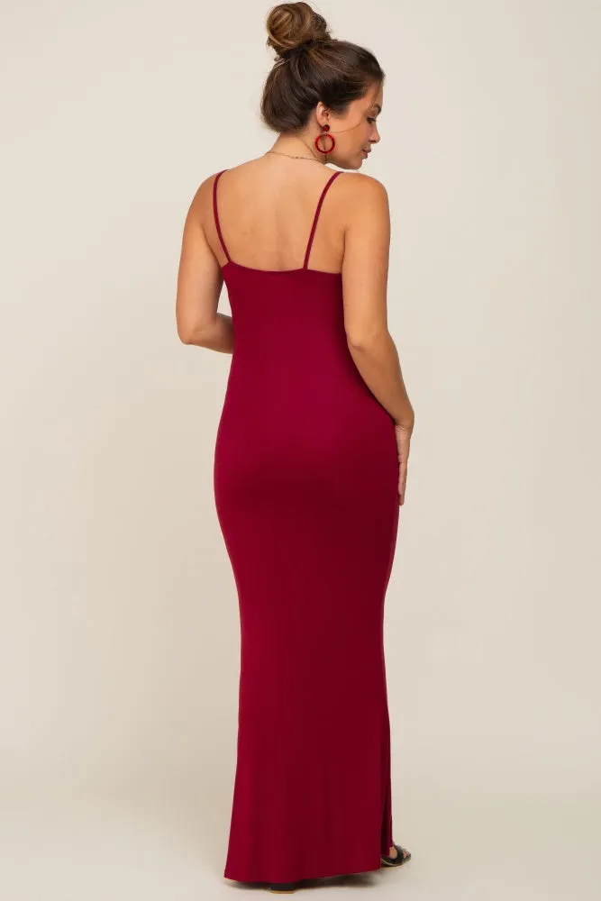 Burgundy Basic Maternity Maxi Dress sold by Pinkblush product image thumbnail 3