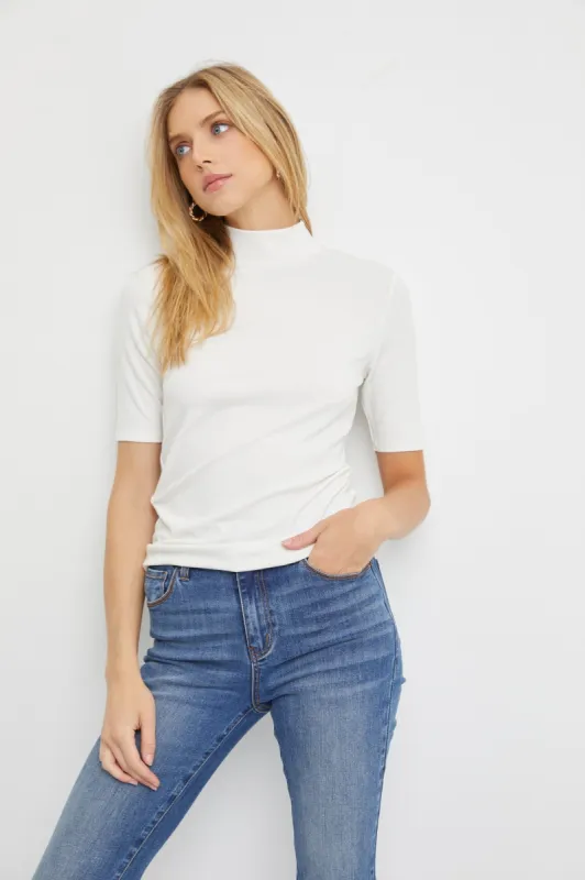 Ivory Short Sleeve Turtleneck Top sold by Pinkblush