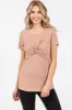 Beige Ribbed Twist Front Top sold by Pinkblush