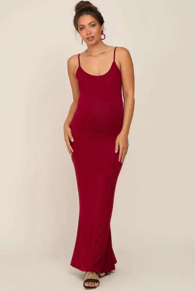 Burgundy Basic Maternity Maxi Dress sold by Pinkblush product image thumbnail 4