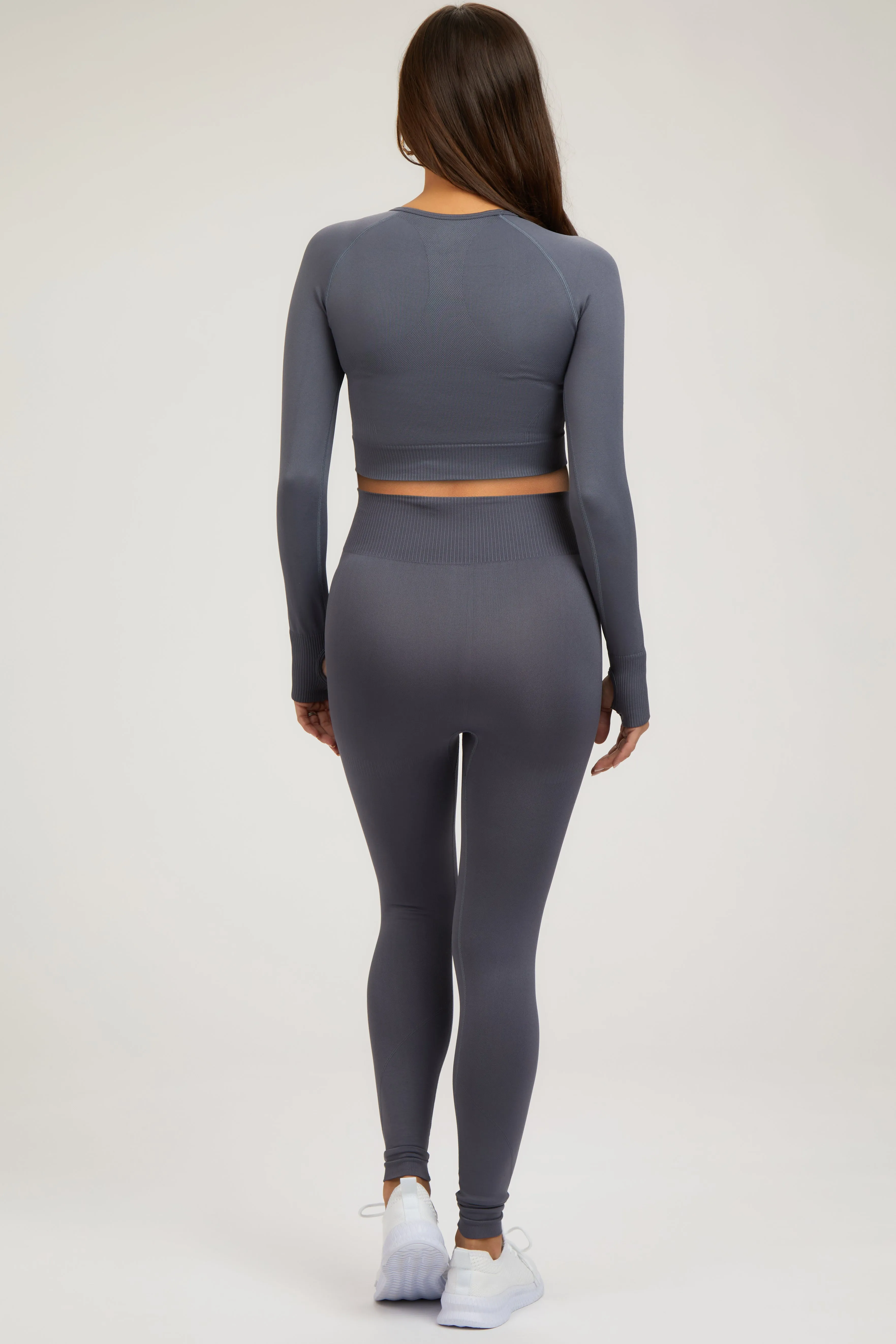 Grey Cropped Long Sleeve Maternity Active Set sold by Pinkblush product image thumbnail 3