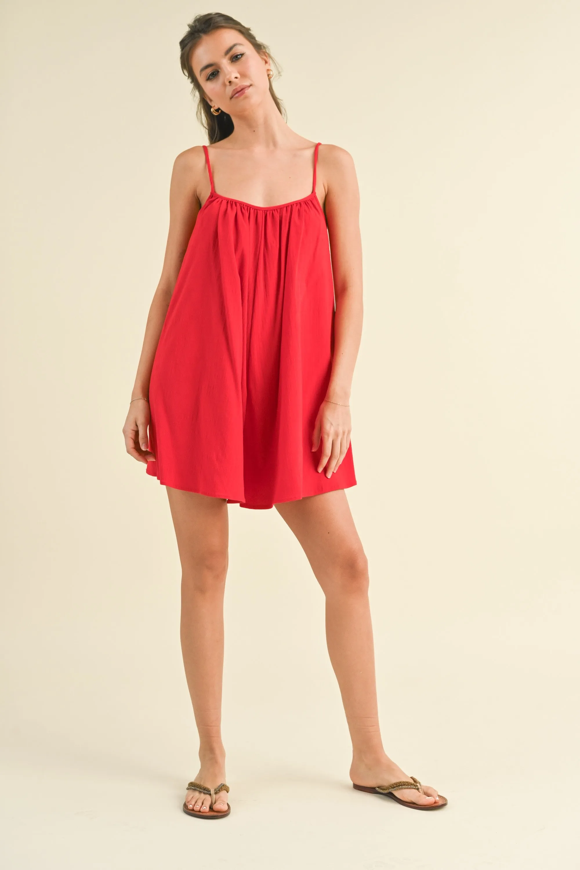 Red Adjustable Tie Back Romper sold by Pinkblush product image thumbnail 3