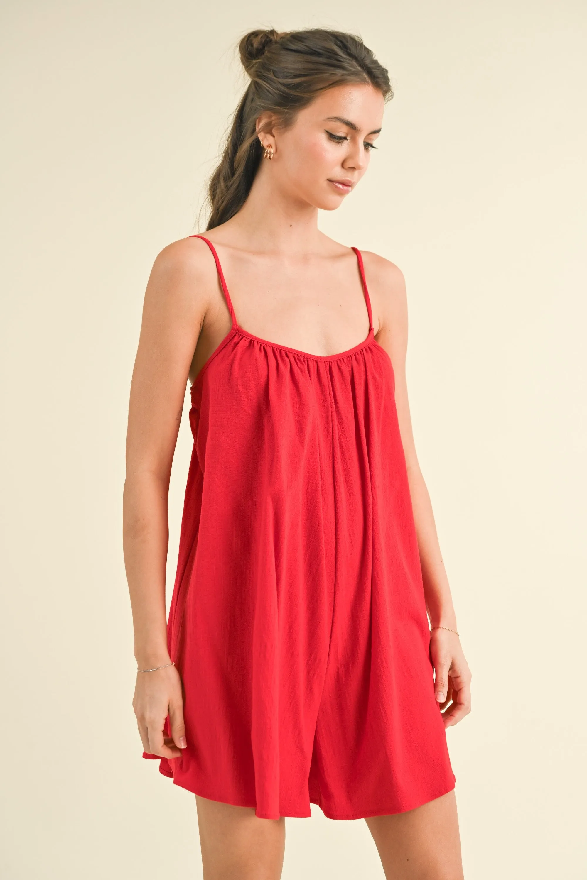 Red Adjustable Tie Back Romper sold by Pinkblush product image thumbnail 2