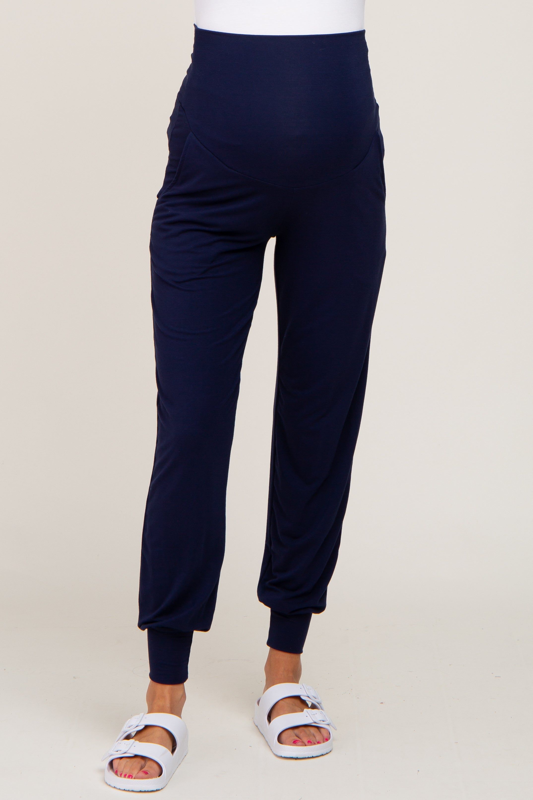 Navy Blue Maternity Band Jogger Pants sold by Pinkblush product image thumbnail 2