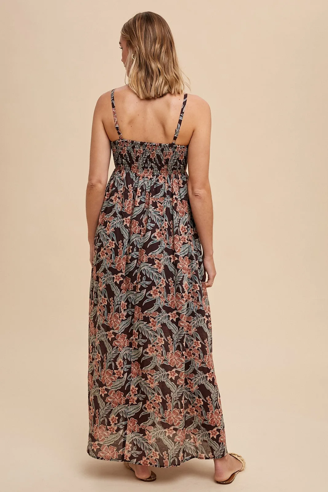Brown Floral Lightweight Sleeveless Dress sold by Pinkblush product image thumbnail 3