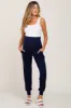 Navy Blue Maternity Band Jogger Pants sold by Pinkblush