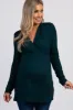 PinkBlush Hunter Green Long Sleeve Maternity/Nursing Top sold by Pinkblush