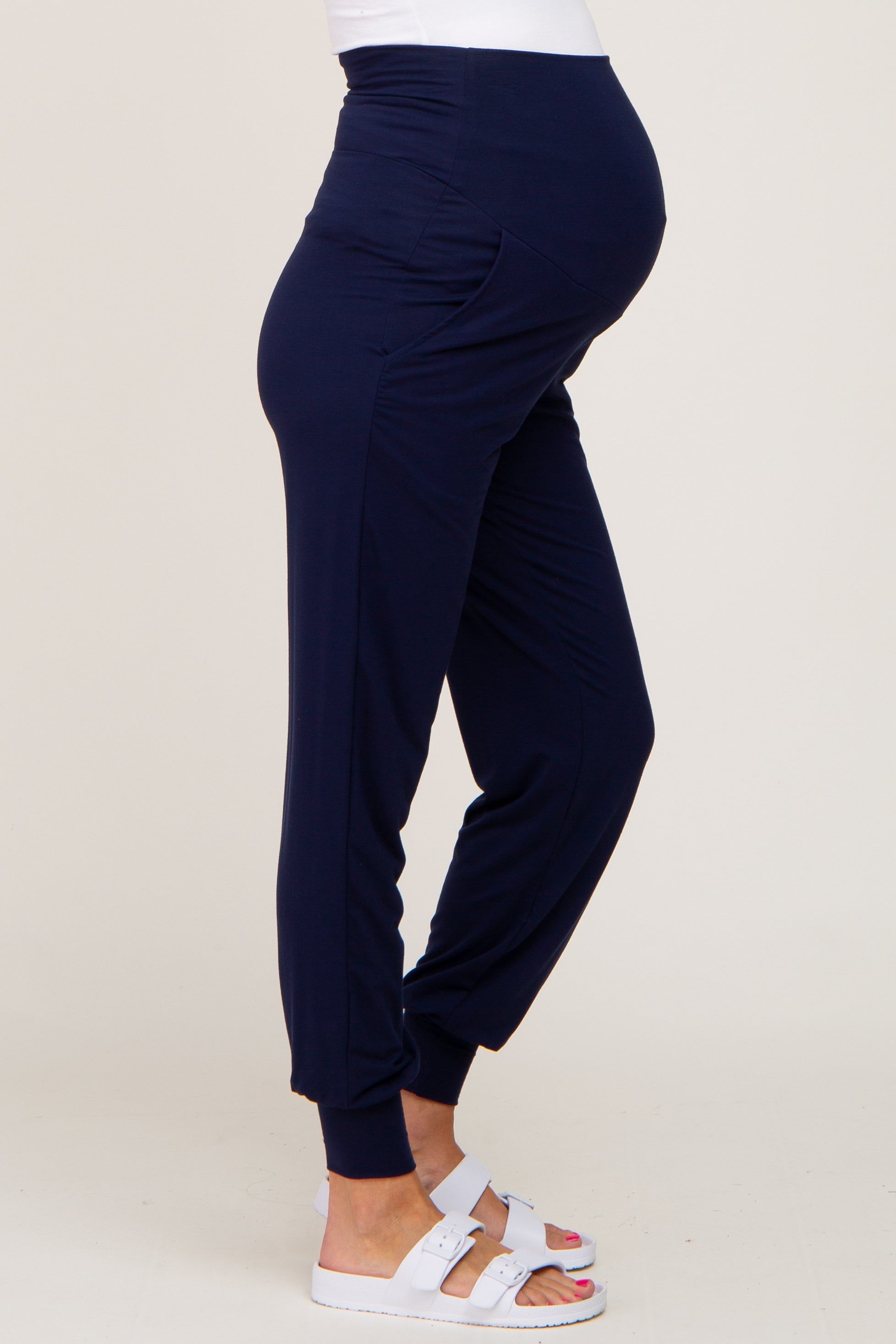 Navy Blue Maternity Band Jogger Pants sold by Pinkblush product image thumbnail 3