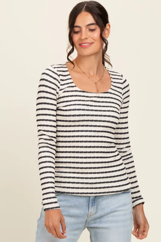 Black Striped Long Sleeve Top sold by Pinkblush