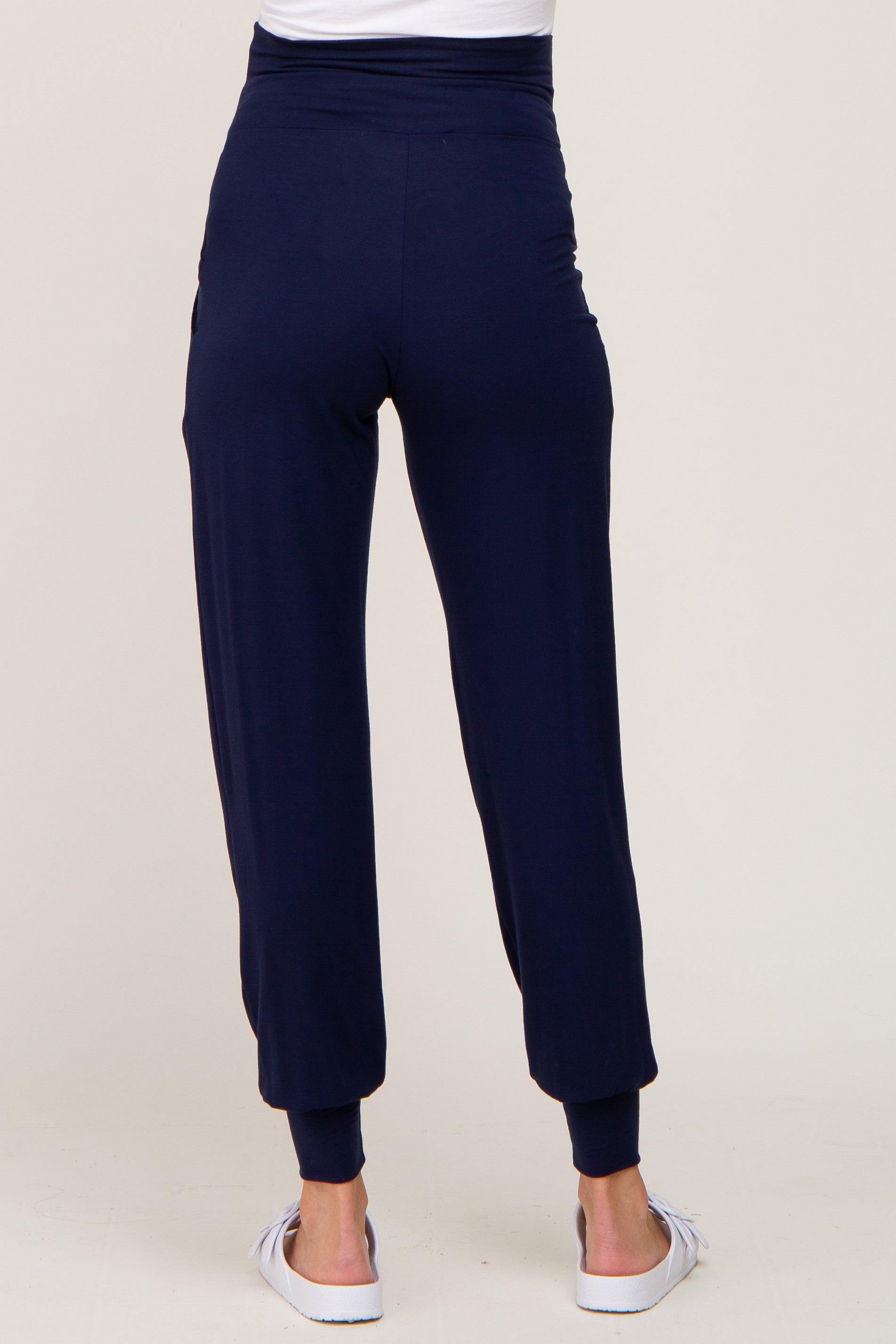 Navy Blue Maternity Band Jogger Pants sold by Pinkblush product image thumbnail 4