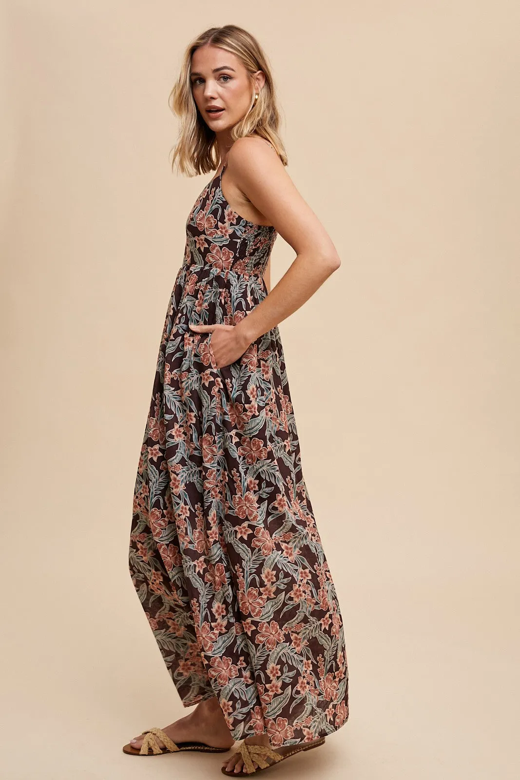 Brown Floral Lightweight Sleeveless Dress sold by Pinkblush product image thumbnail 2