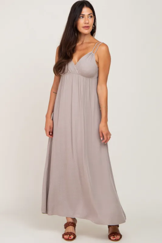 Taupe Jacquard Double Strap Maxi Dress sold by Pinkblush
