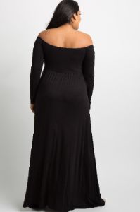PinkBlush Black Solid Off Shoulder Plus Maternity Maxi Dress sold by Pinkblush