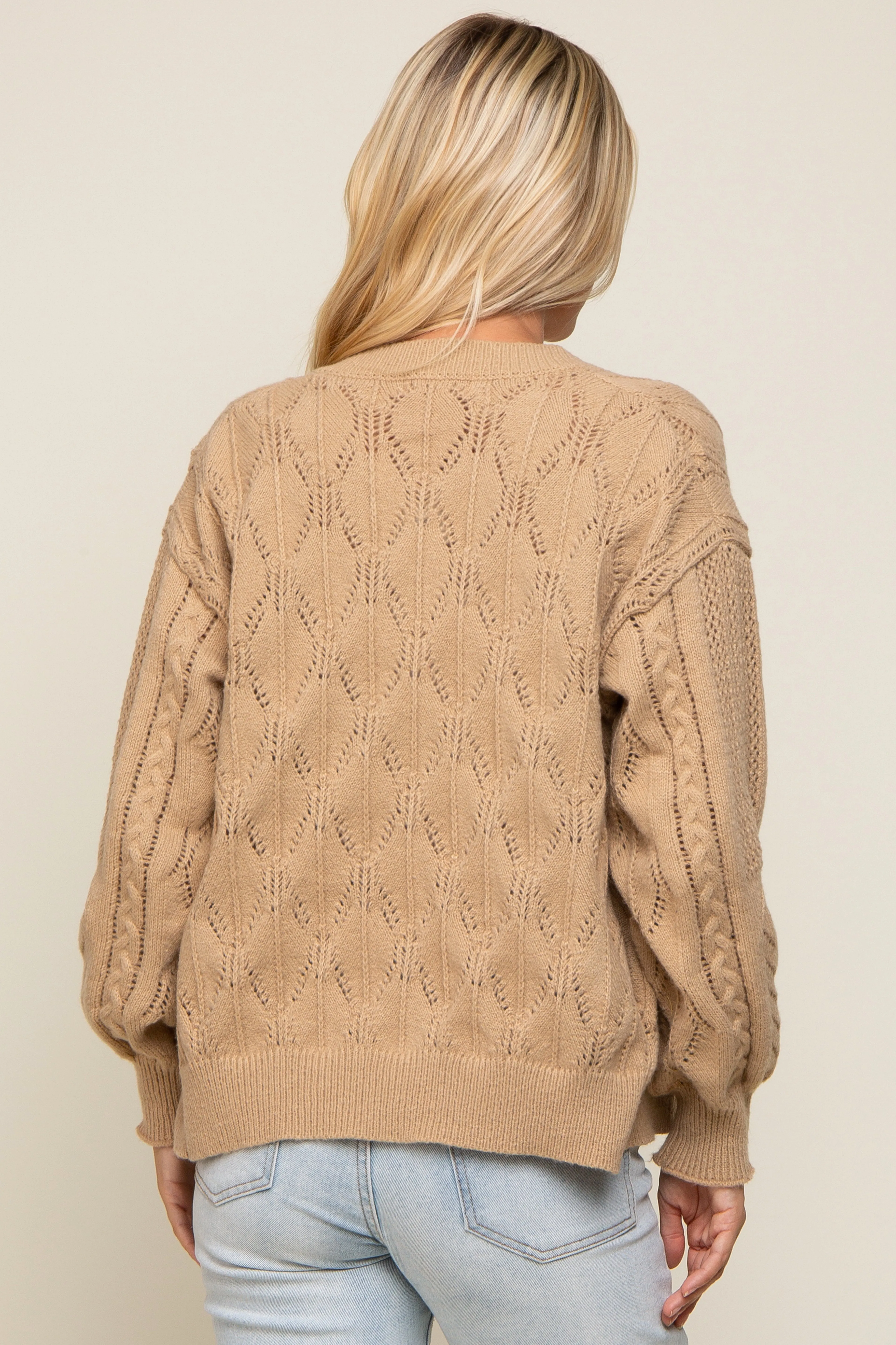 Beige Mixed Knit Cardigan sold by Pinkblush product image thumbnail 3