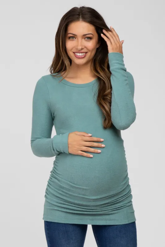 Jade Soft Knit Ruched Maternity Top sold by Pinkblush