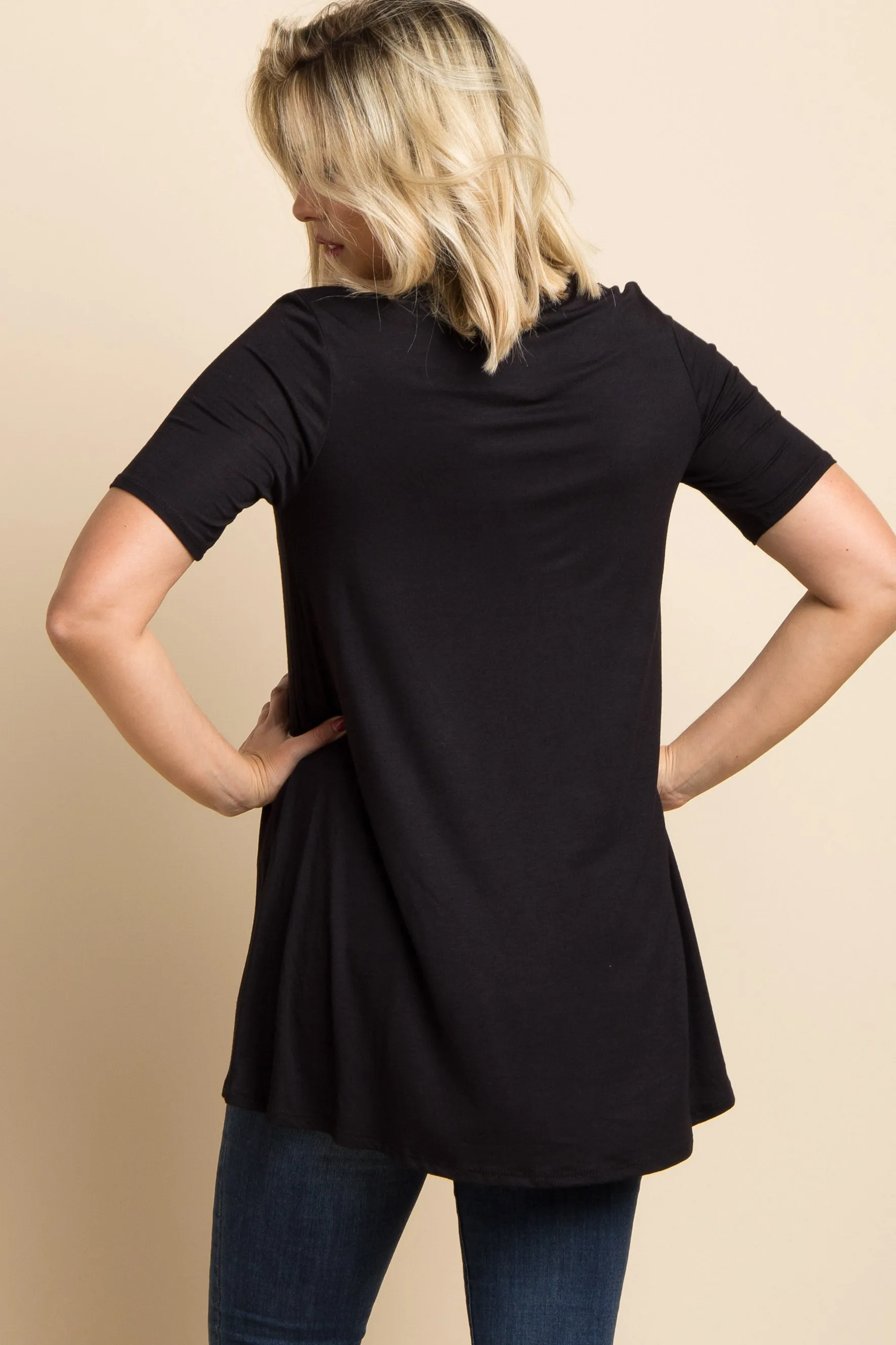 Black Basic Short Sleeve Maternity Top sold by Pinkblush product image thumbnail 3