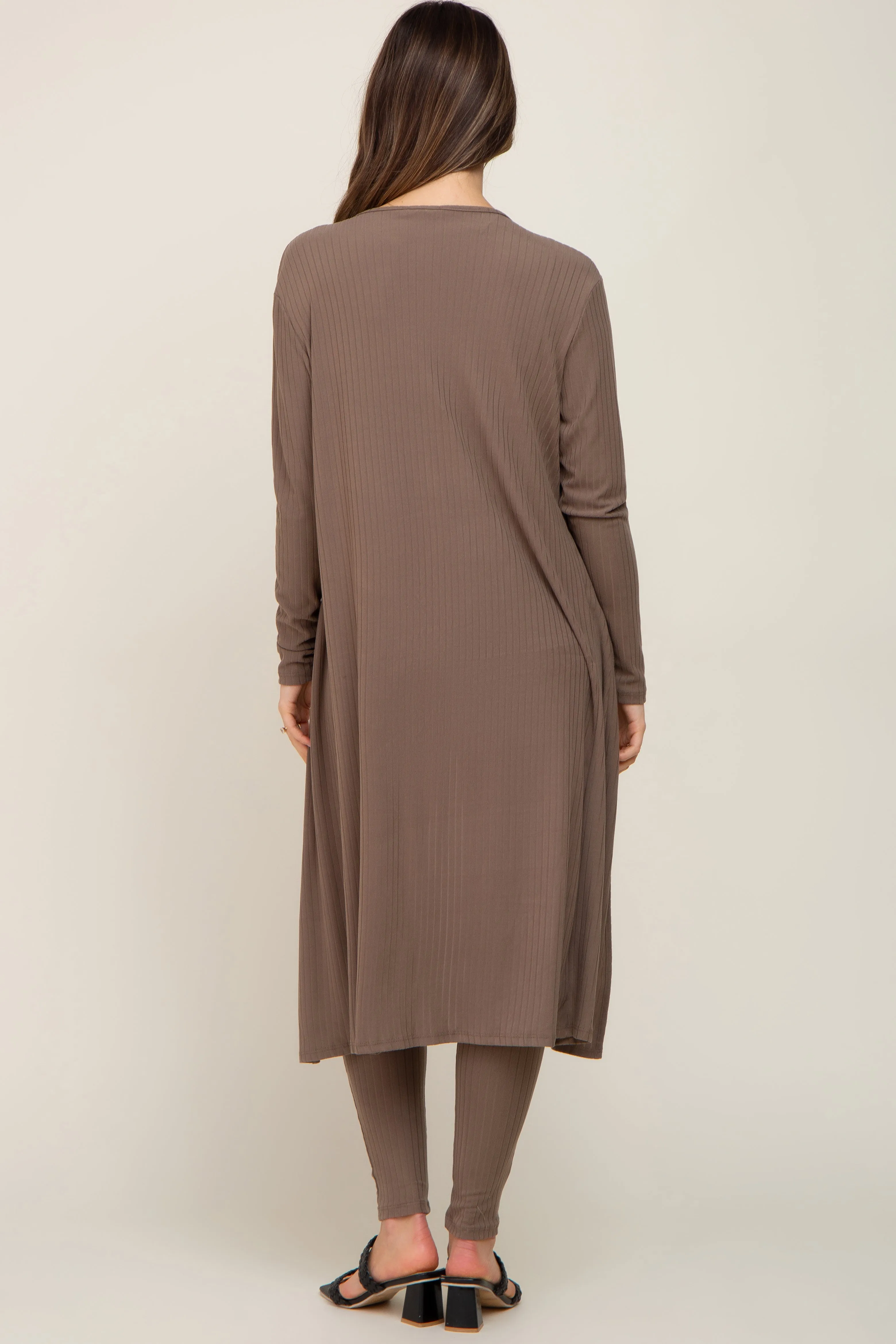 Mocha Ribbed Maternity Jumpsuit Two Piece Set sold by Pinkblush product image thumbnail 4