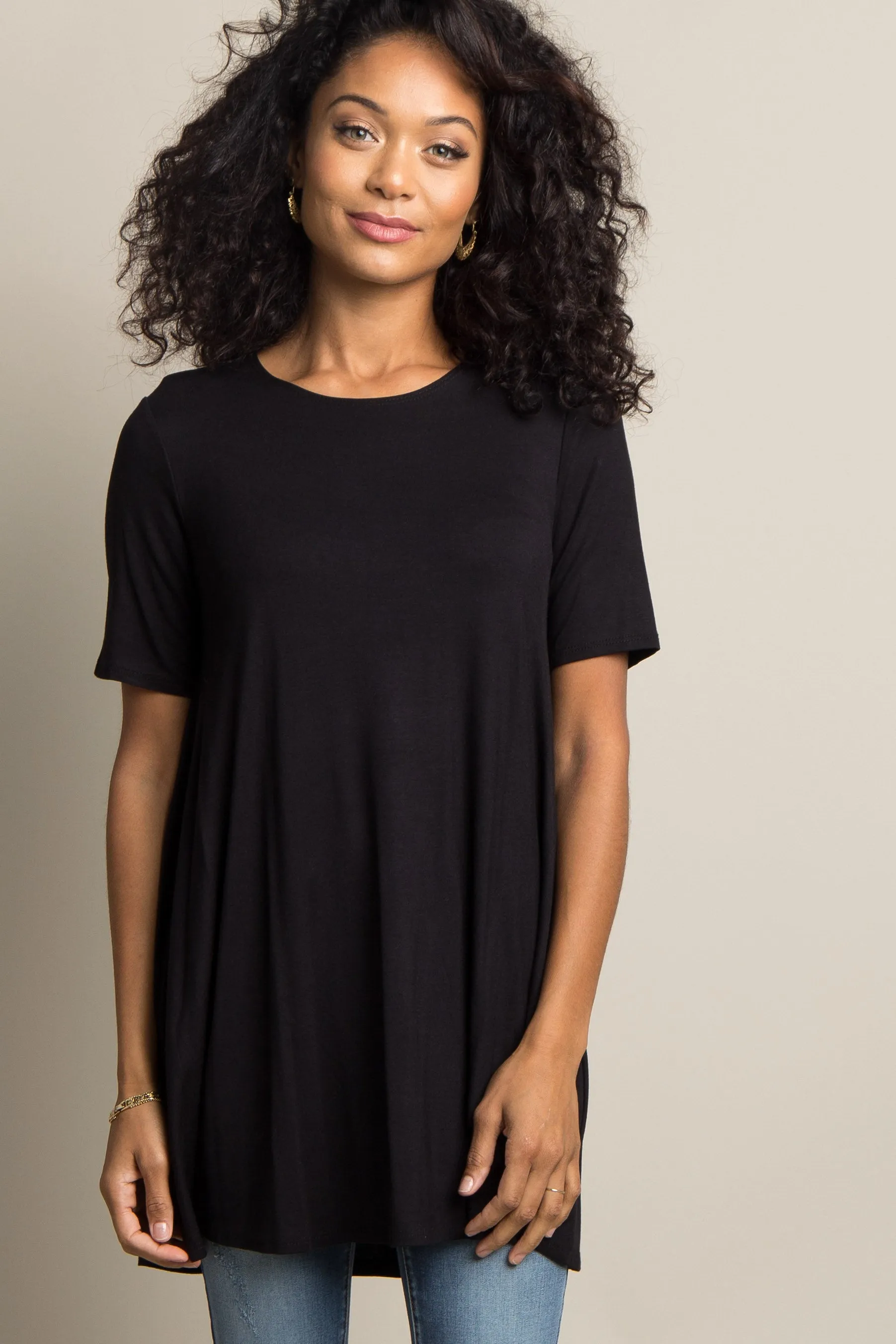Black Basic Short Sleeve Maternity Top sold by Pinkblush product image thumbnail 4
