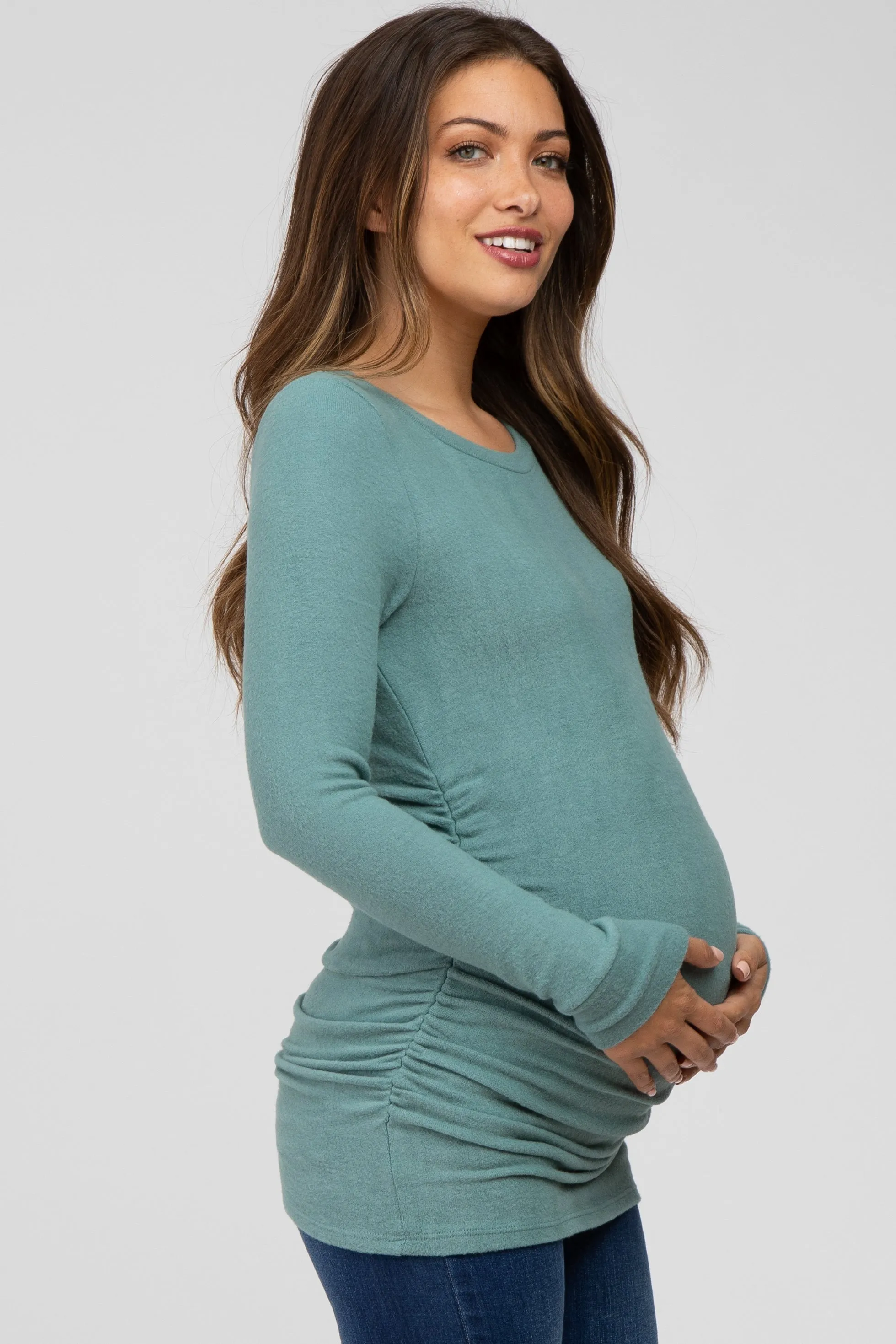 Jade Soft Knit Ruched Maternity Top sold by Pinkblush product image thumbnail 3