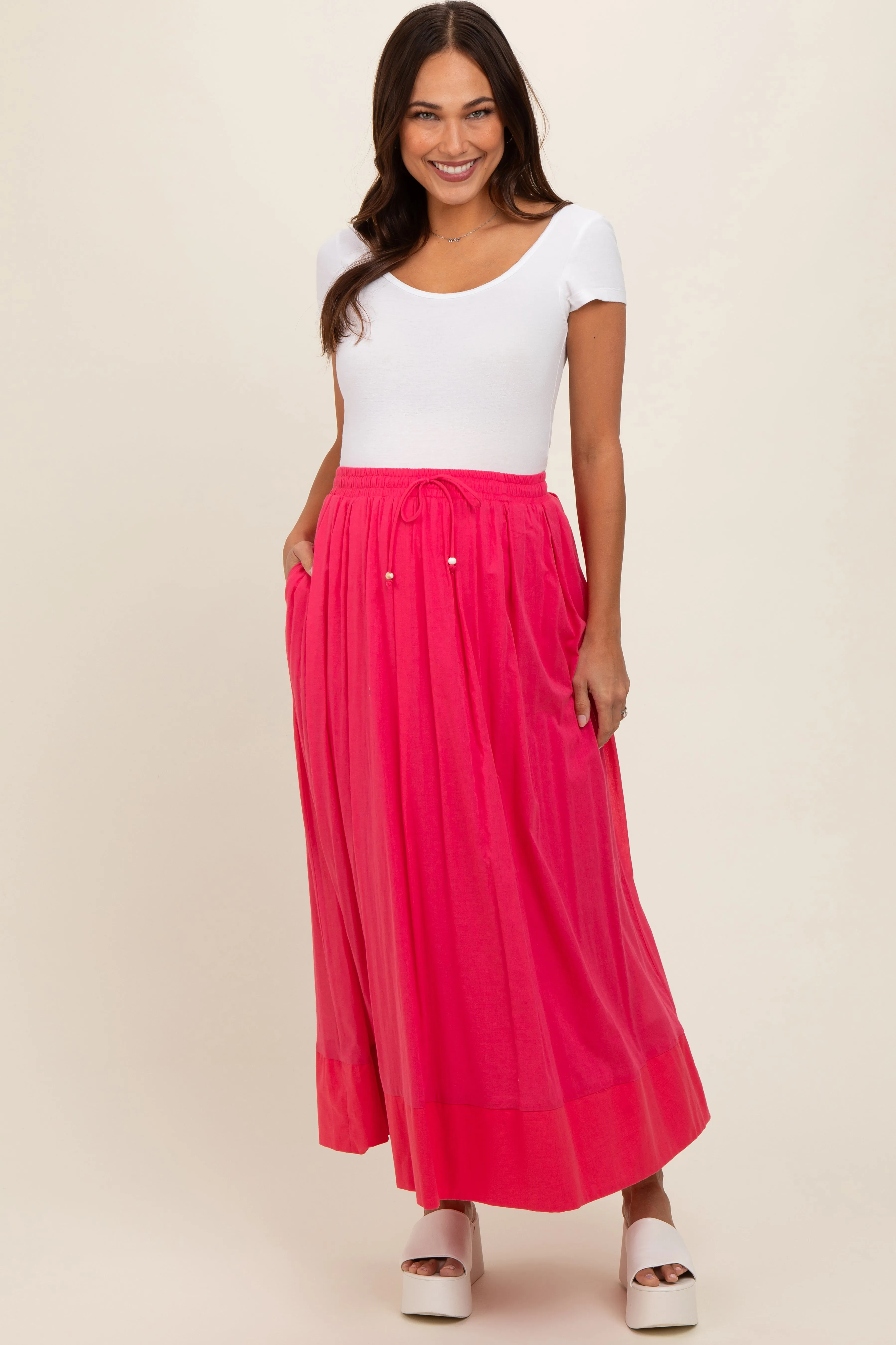 Magenta Colorblock Maternity Maxi Skirt sold by Pinkblush