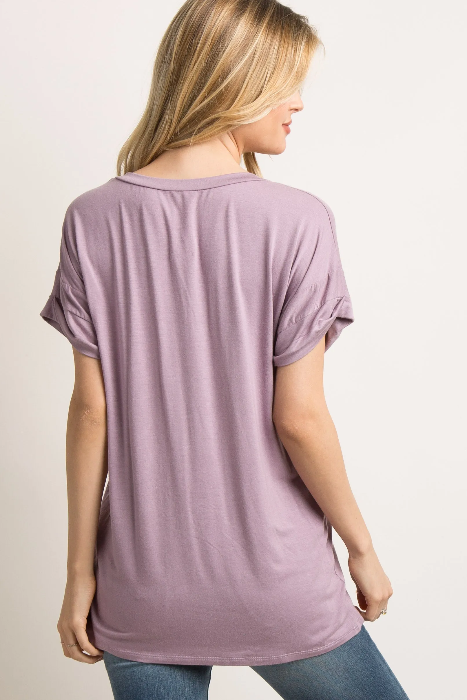 Lavender Basic V-Neck Pocket Top sold by Pinkblush product image thumbnail 3