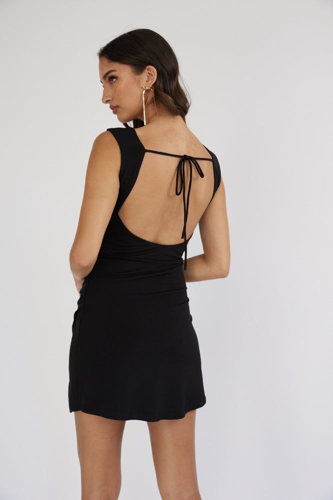 Black Cowl Neckline Partially Lined Mini Dress sold by Pinkblush product image thumbnail 2