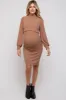 Mocha Rib Knit Mock Neck Maternity Nursing Dress sold by Pinkblush