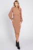 Mocha Rib Knit Mock Neck Maternity Nursing Dress sold by Pinkblush