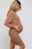 Mocha Rib Knit Mock Neck Maternity Nursing Dress sold by Pinkblush