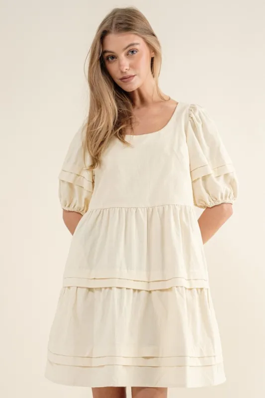 Cream Textured Micro Corduroy Midi Dress sold by Pinkblush