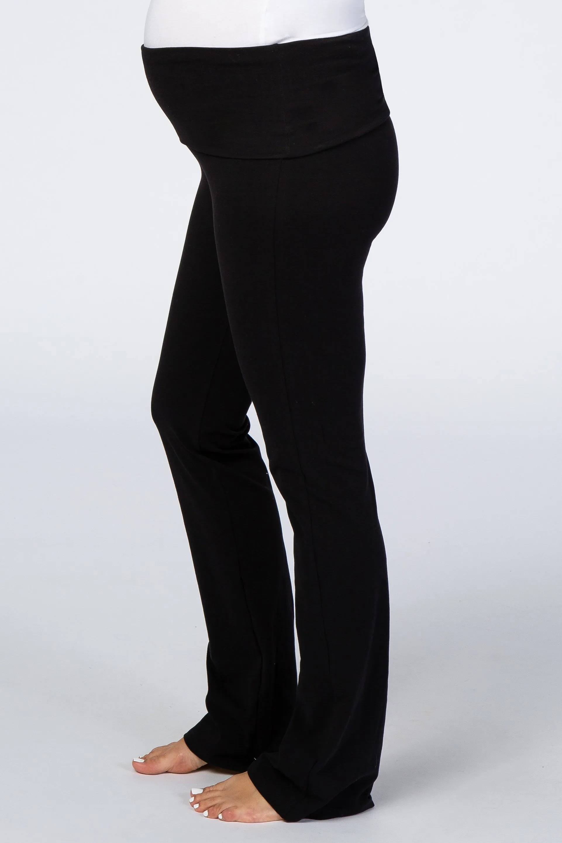 Black Flared Folded Waist Maternity Lounge Pants sold by Pinkblush product image thumbnail 3