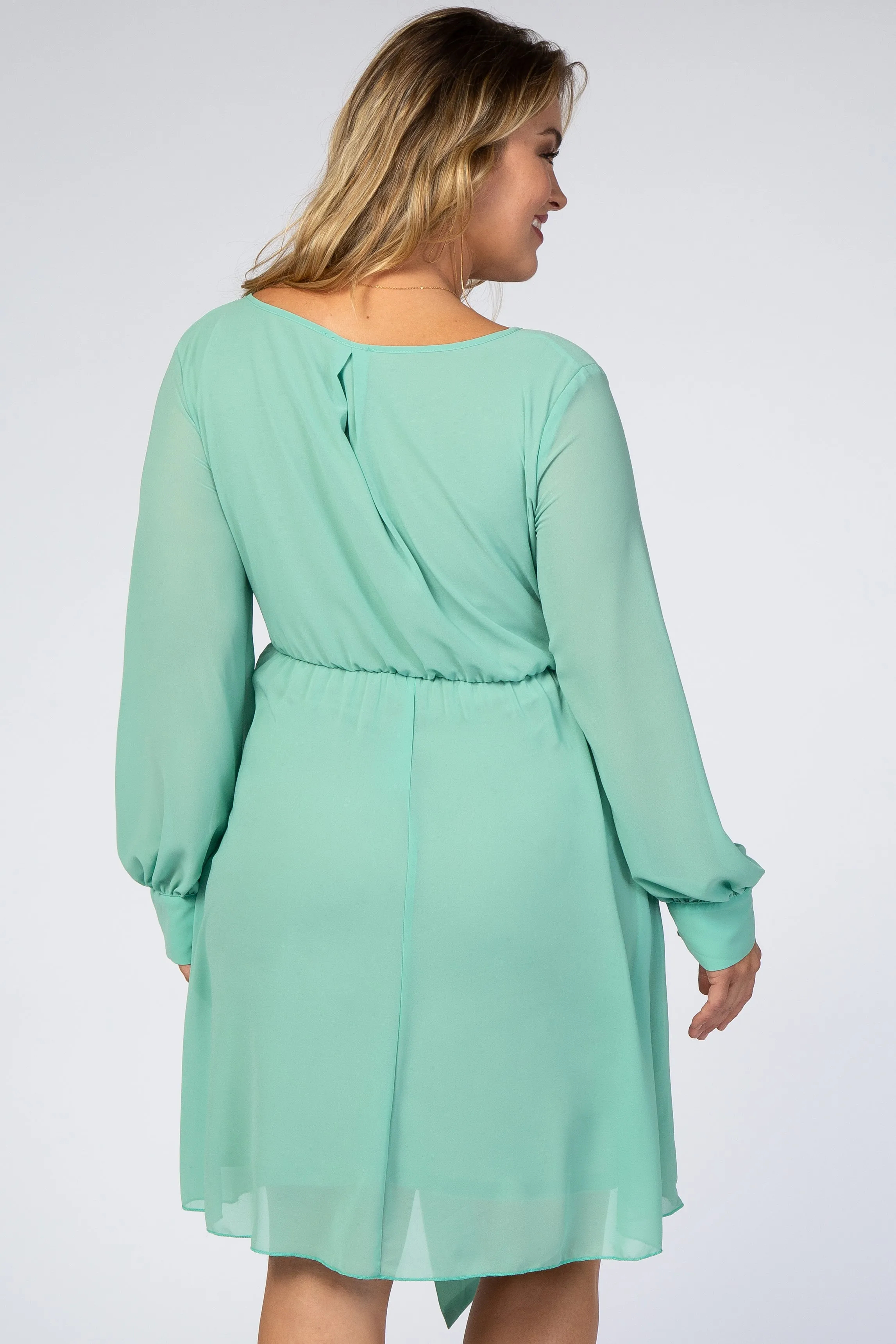 Mint Green Chiffon Plus Maternity Wrap Dress sold by Pinkblush product image thumbnail 4