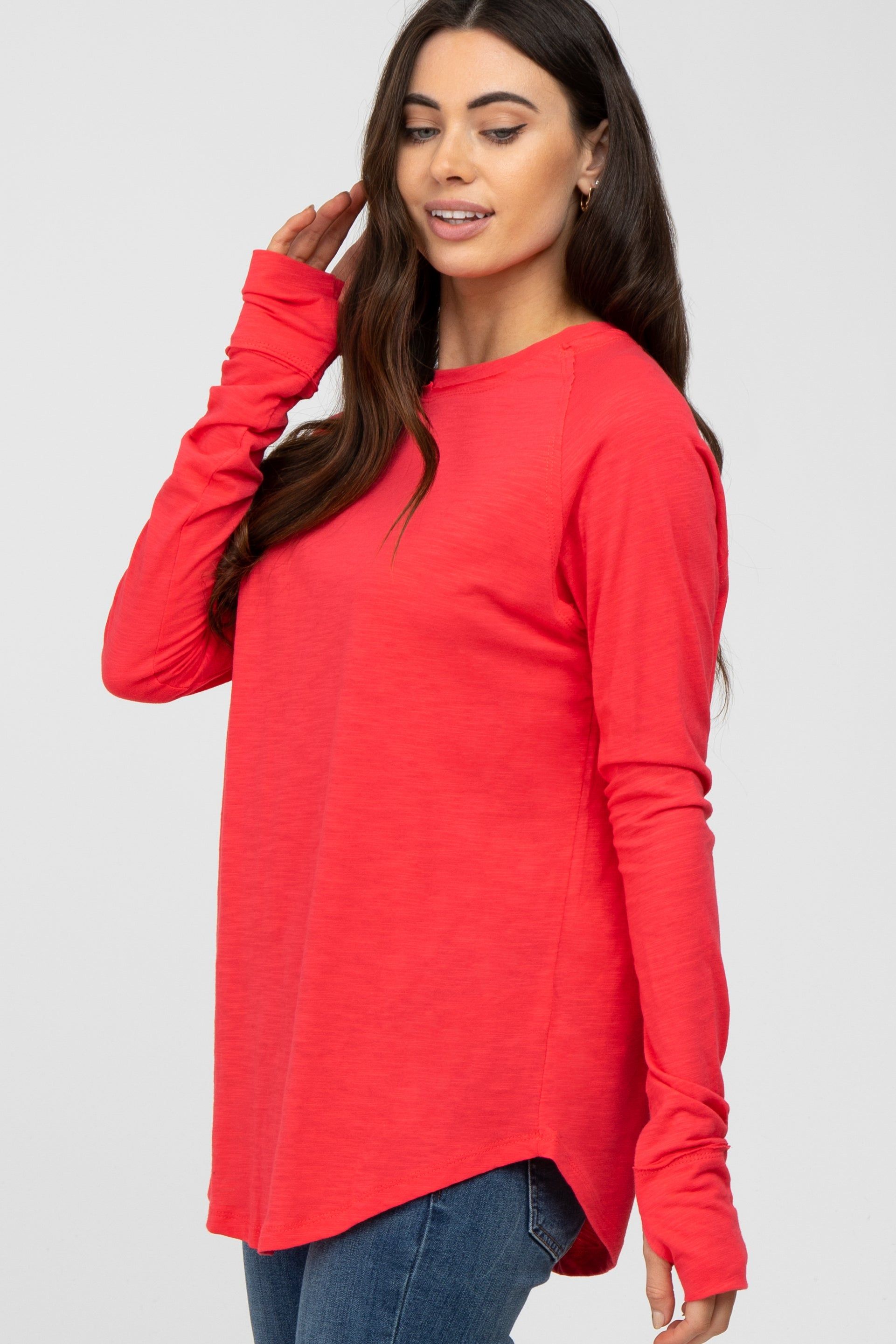 Coral Basic Raglan Long Sleeve Top sold by Pinkblush product image thumbnail 3