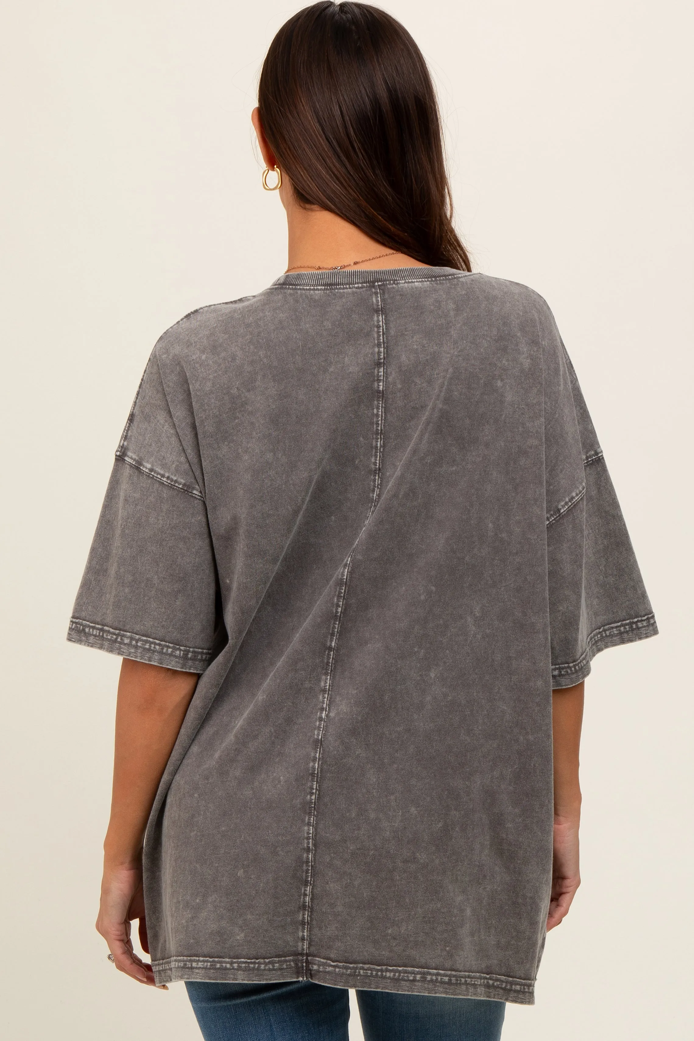 Charcoal Faded Wash Maternity Short Sleeve Top sold by Pinkblush product image thumbnail 3