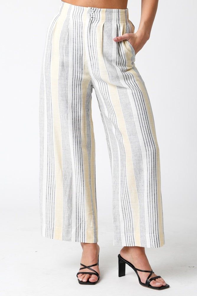 Yellow White Navy Linen Pants sold by Pinkblush product image thumbnail 2