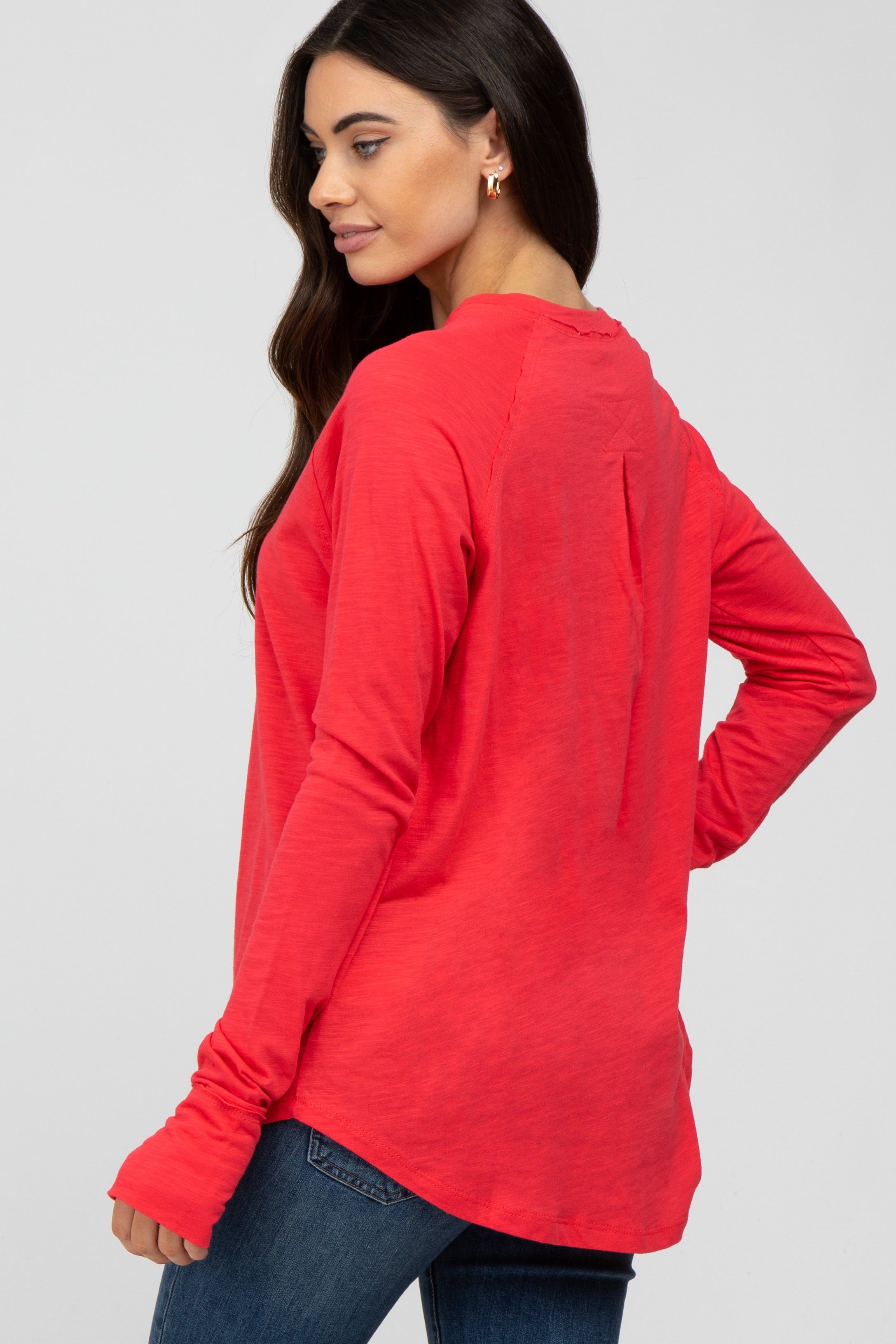 Coral Basic Raglan Long Sleeve Top sold by Pinkblush product image thumbnail 4