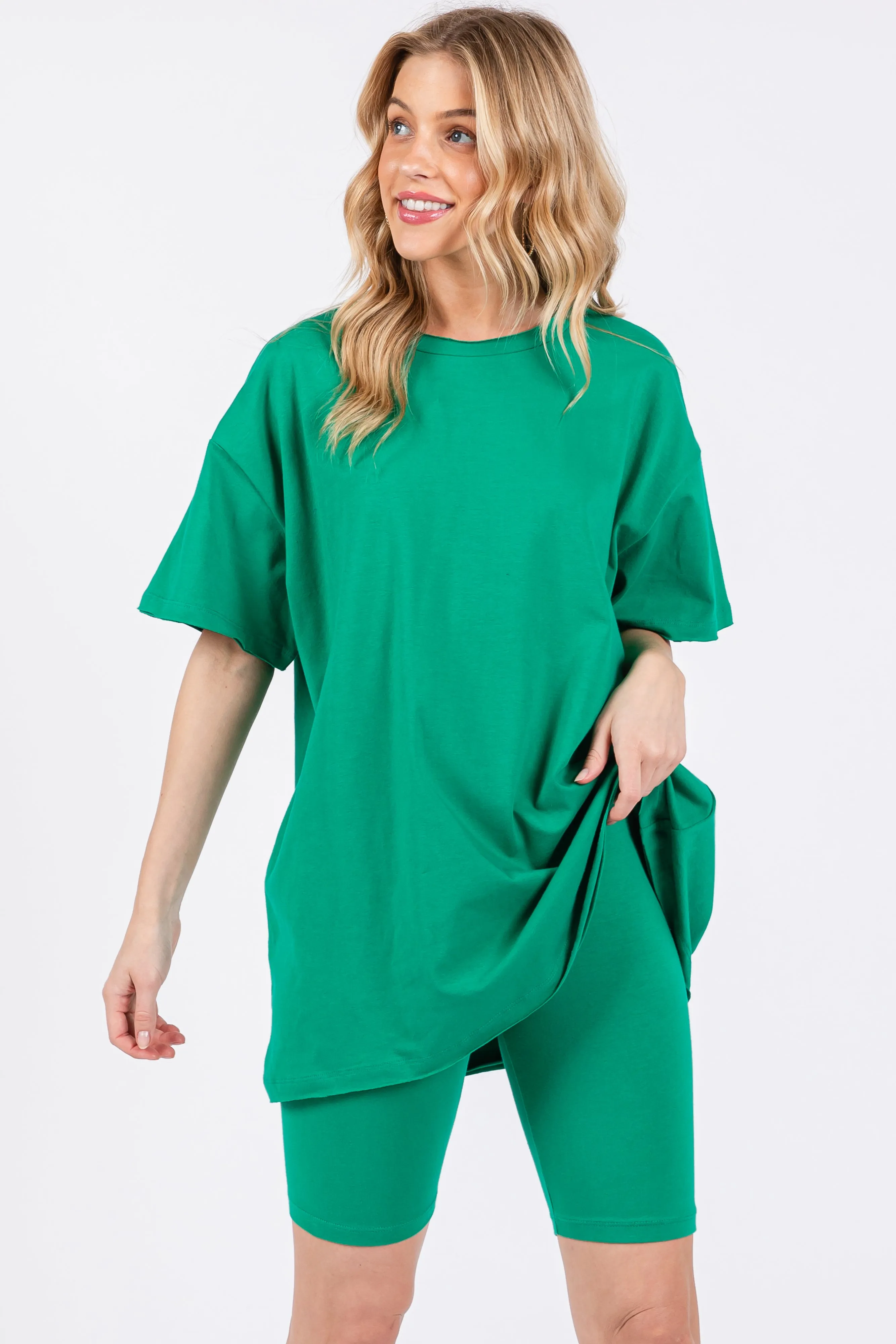 Green Biker Shorts Maternity Set sold by Pinkblush product image thumbnail 5