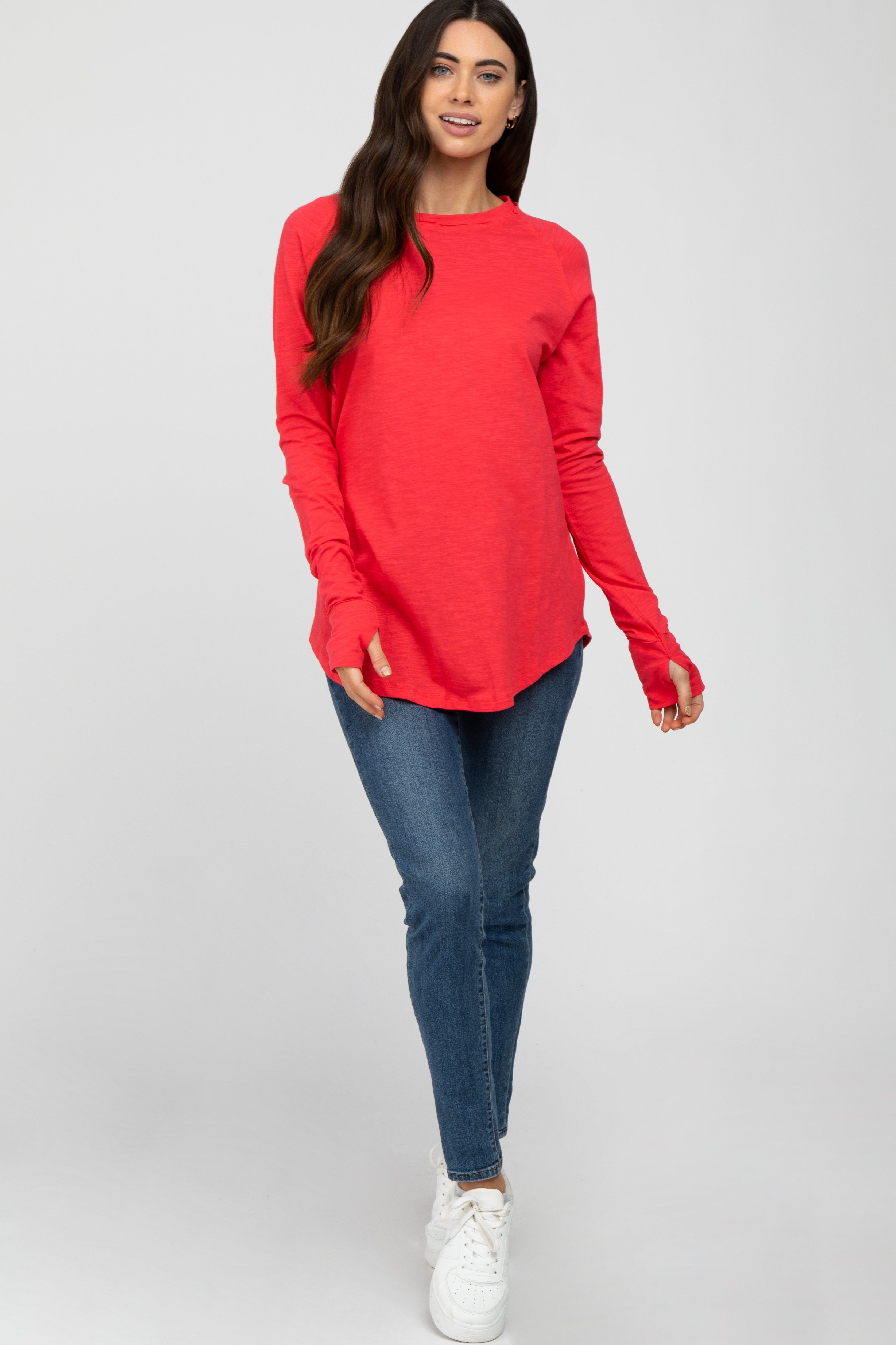 Coral Basic Raglan Long Sleeve Top sold by Pinkblush product image thumbnail 2